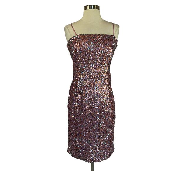 Laundry by Shelli Segal Women's Cocktail Dress Size 6 Pink Sequined Sheath - Picture 1 of 11